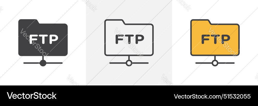 Ftp icon set server web connection symbol Ftp icon set server web connection symbol vector image