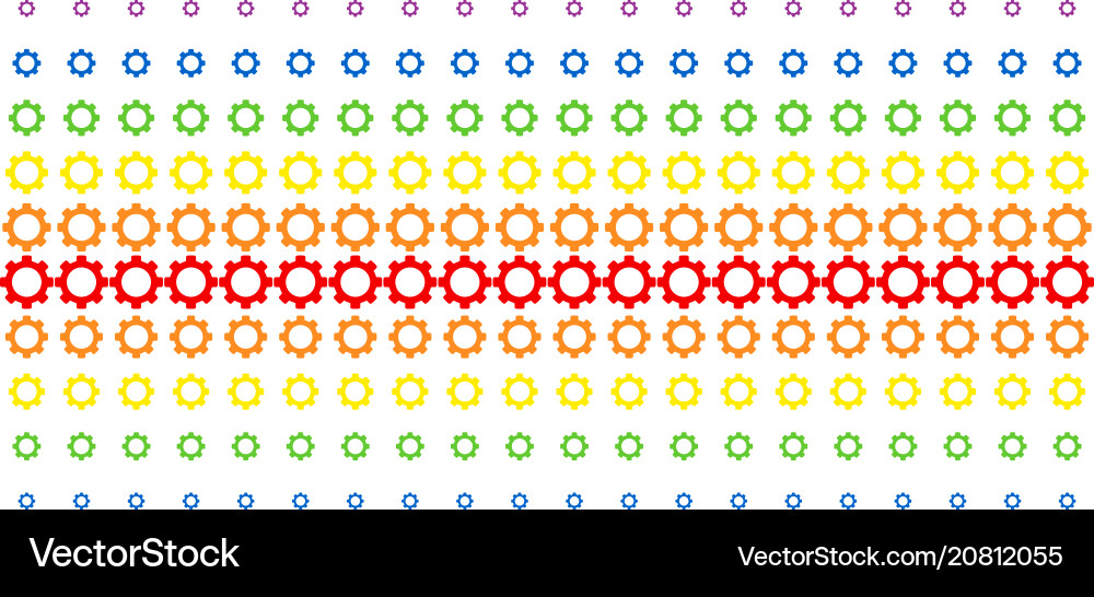 Gear shape halftone spectrum pattern Gear shape halftone spectrum pattern vector image