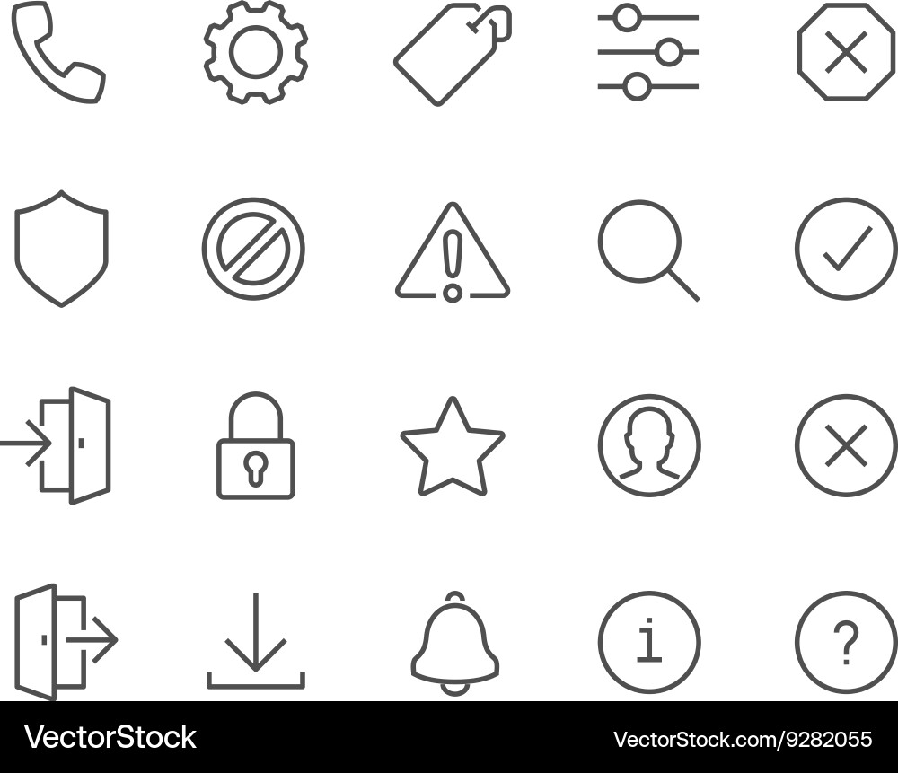 Line Interface Icons - Minimal Vector Image