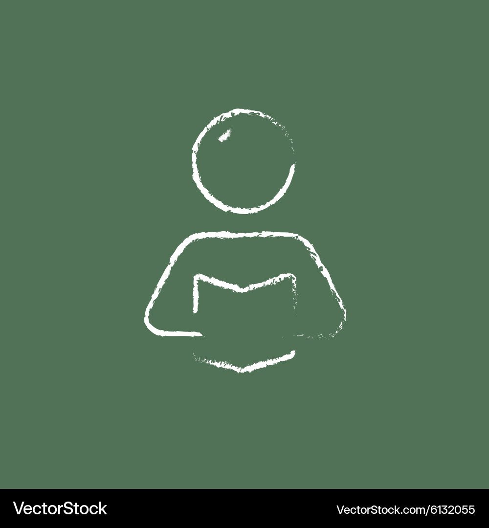 Man reading a book icon drawn in chalk Vector Image