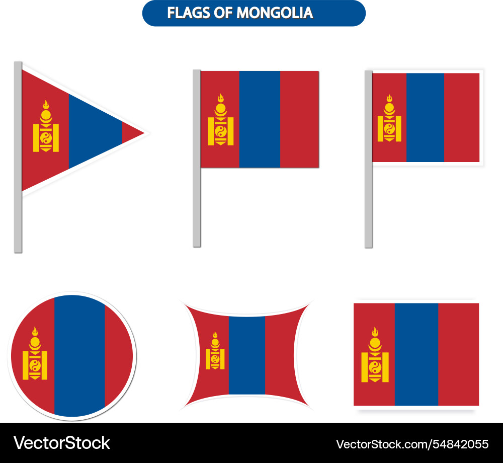 Mongolia flags on many objects Vector Image