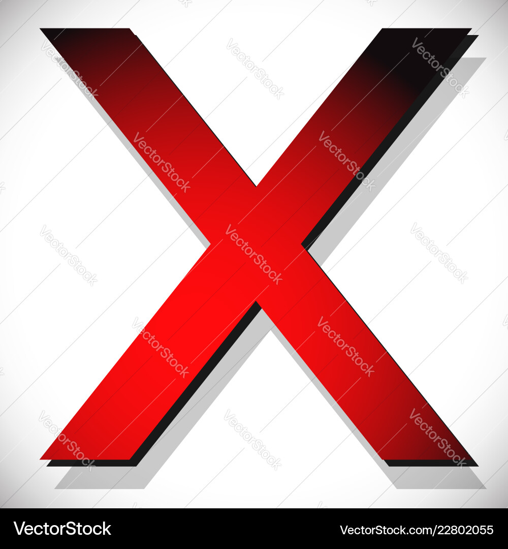 Red cross x letter - incorrect wrong concepts vector image