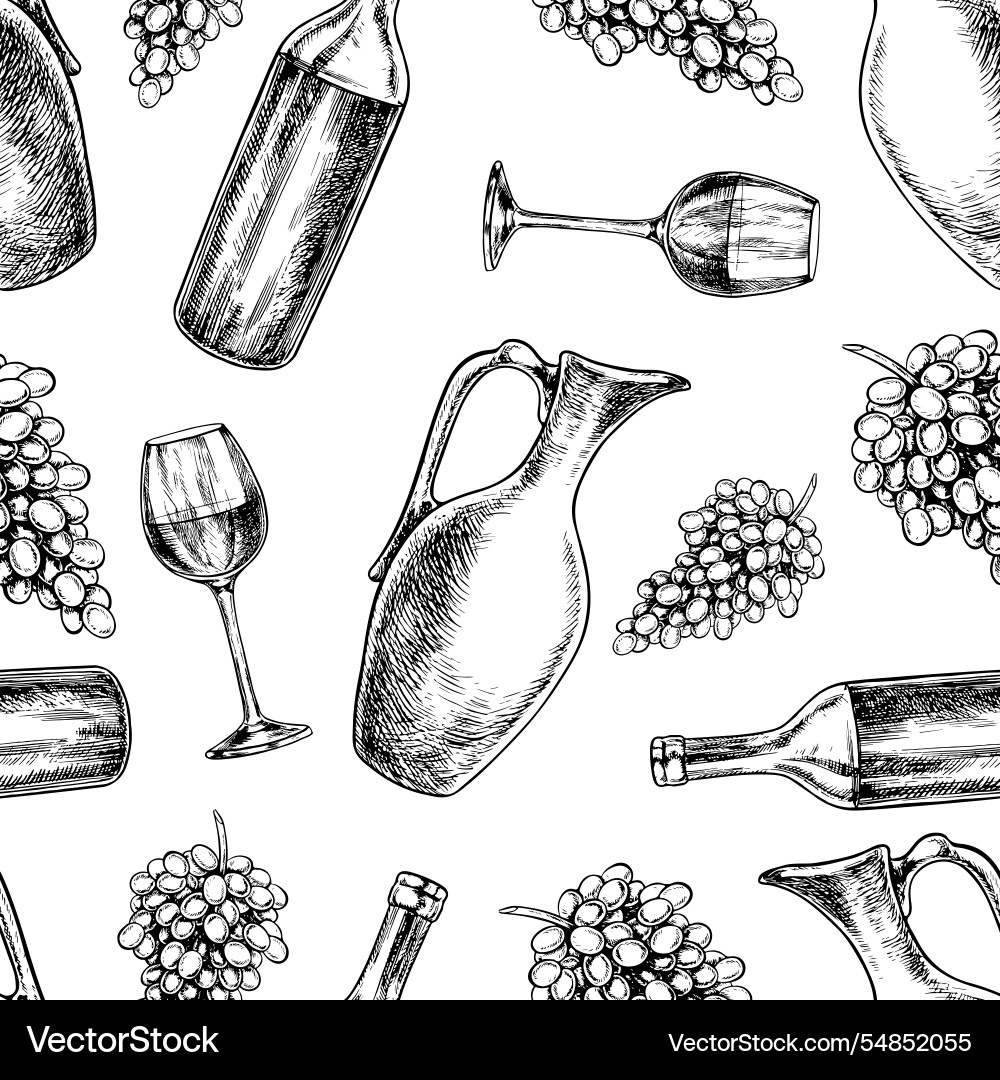 Seamless pattern with the image of wine a jug Seamless pattern with the image of wine a jug vector image