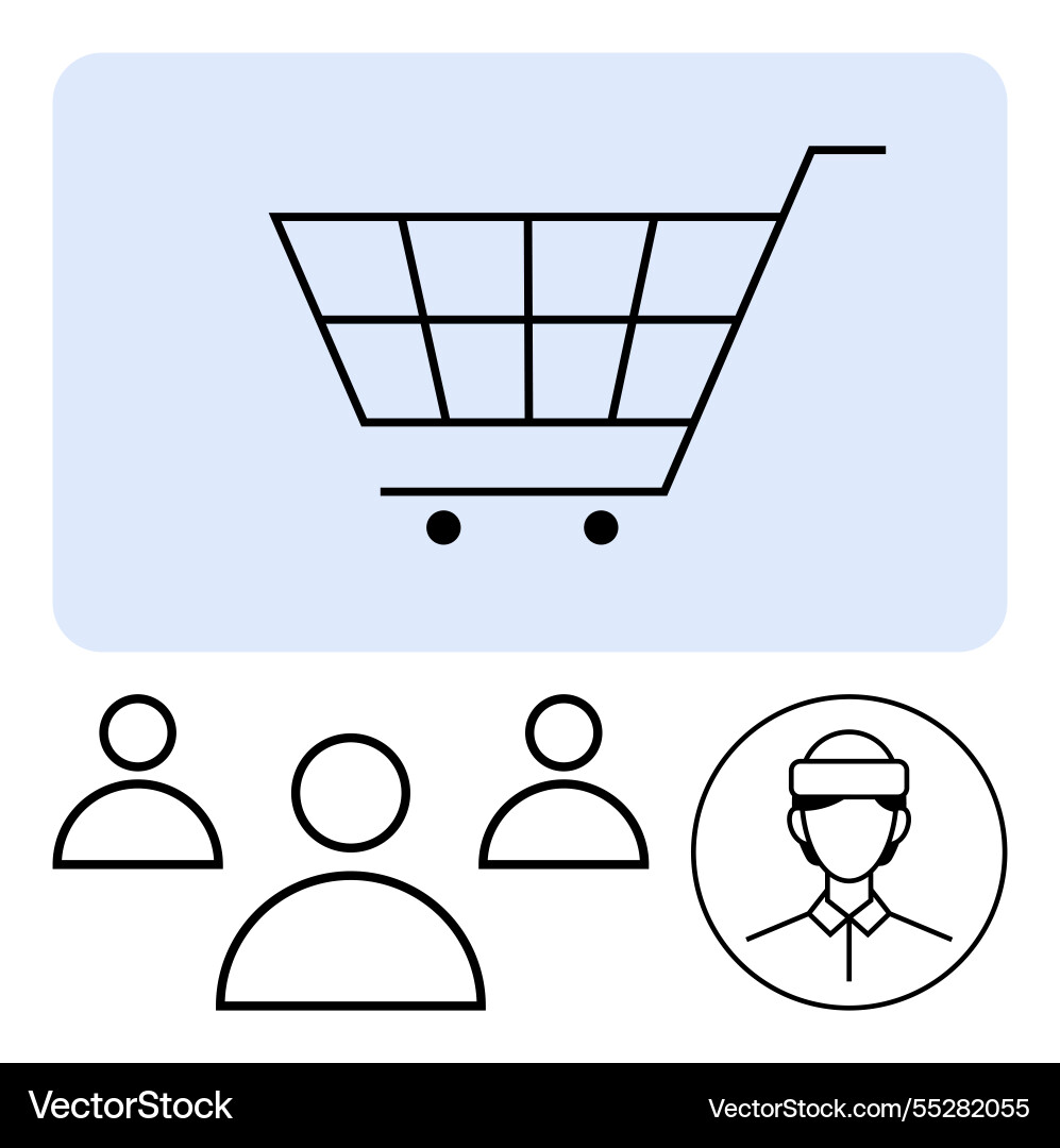 Shopping cart with user icons and support Vector Image