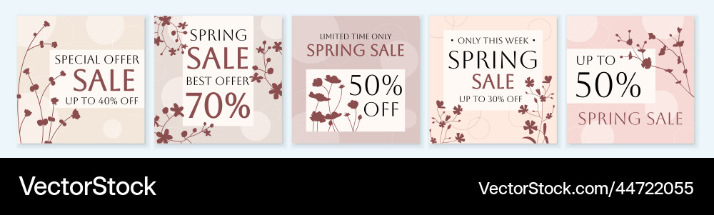Spring sale square template set for ads posts Spring sale square template set for ads posts vector image