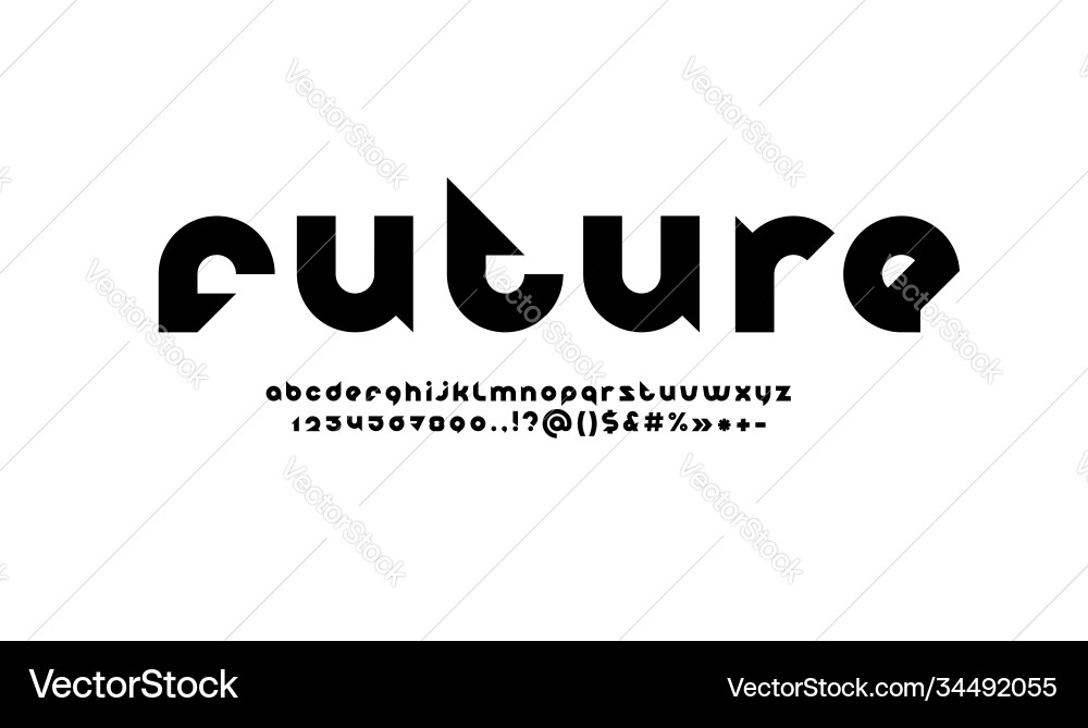 Technical font rounded alphabet Vector Image