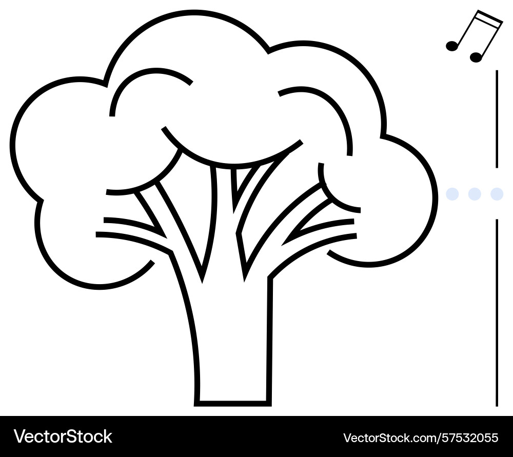 Tree with canopy and musical notes symbolizing Tree with canopy and musical notes symbolizing vector image