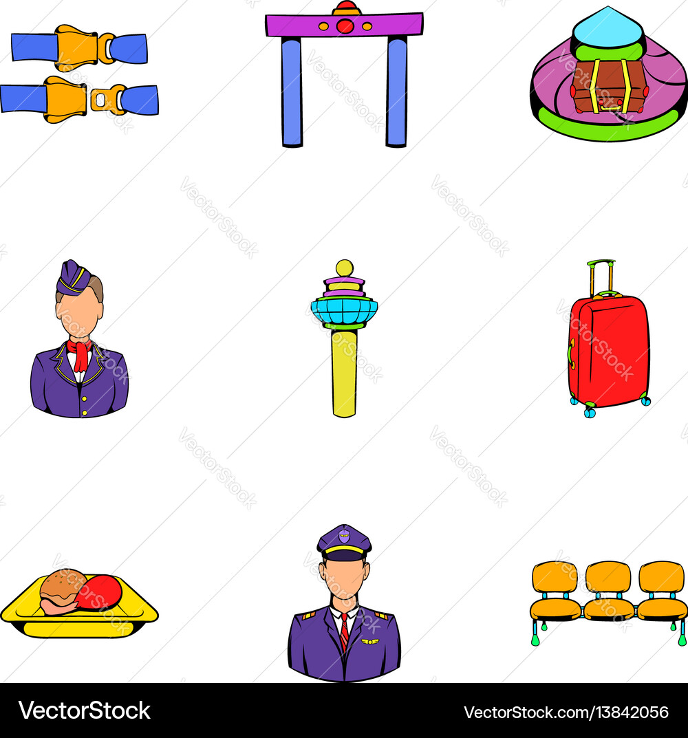 Aboard-Symbole setzen Cartoon Stil Aboard-Symbole setzen Cartoon Stil vektorbild
