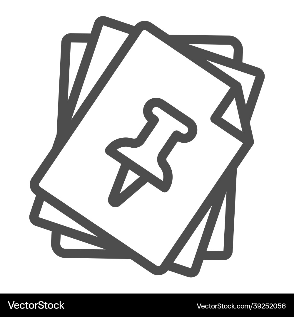 Bundle of paper sheets page with push pin line Vector Image