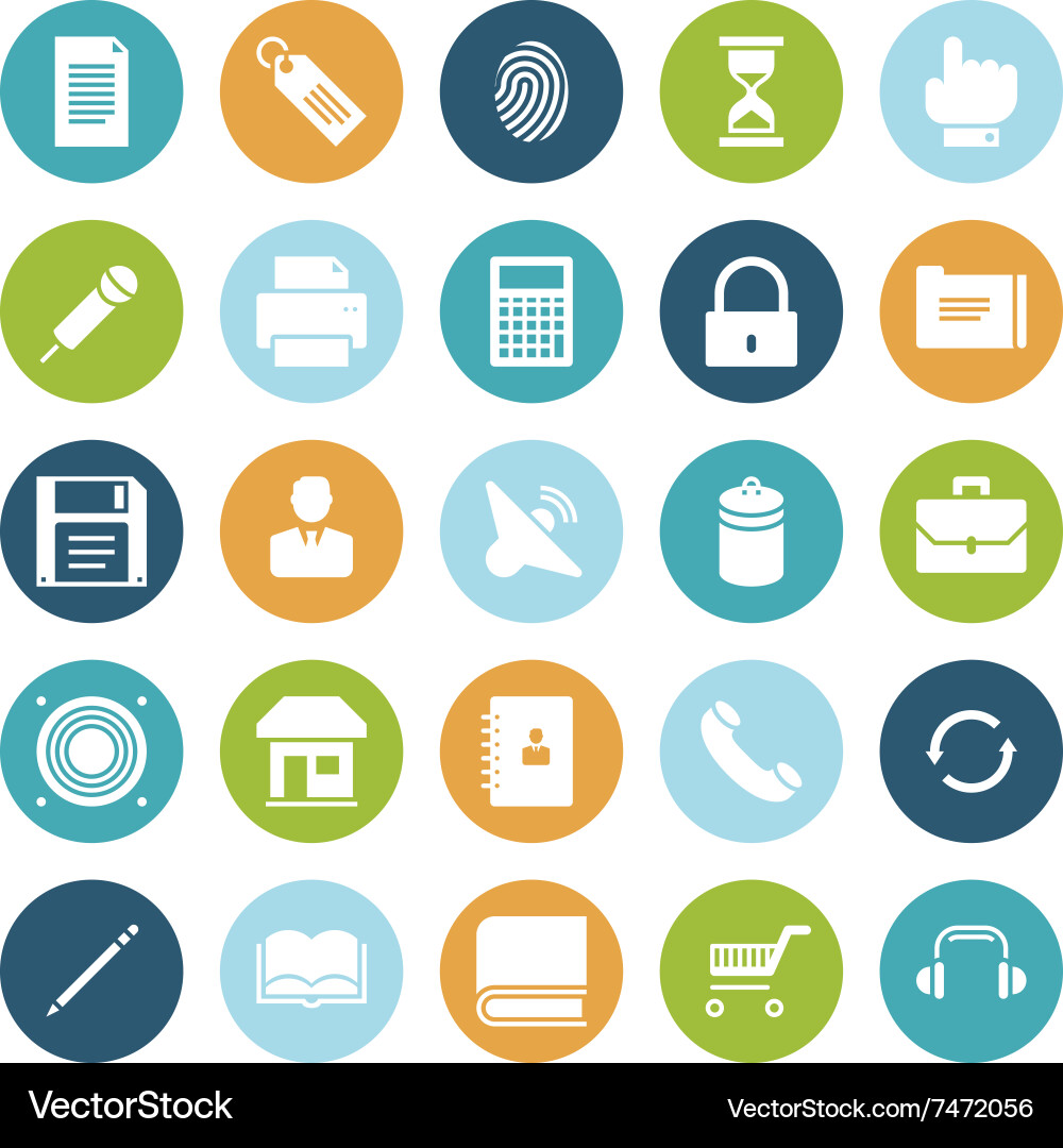 Circle UI Icons - Flat Style vector image