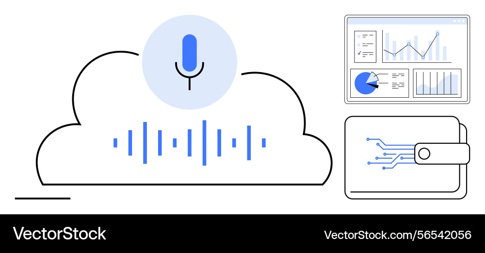 Cloud voice technology with data visualization Cloud voice technology with data visualization vector image