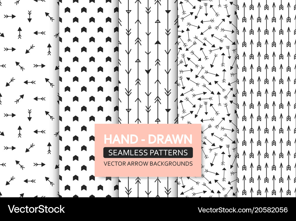 Collection of seamless patterns arrows vector image