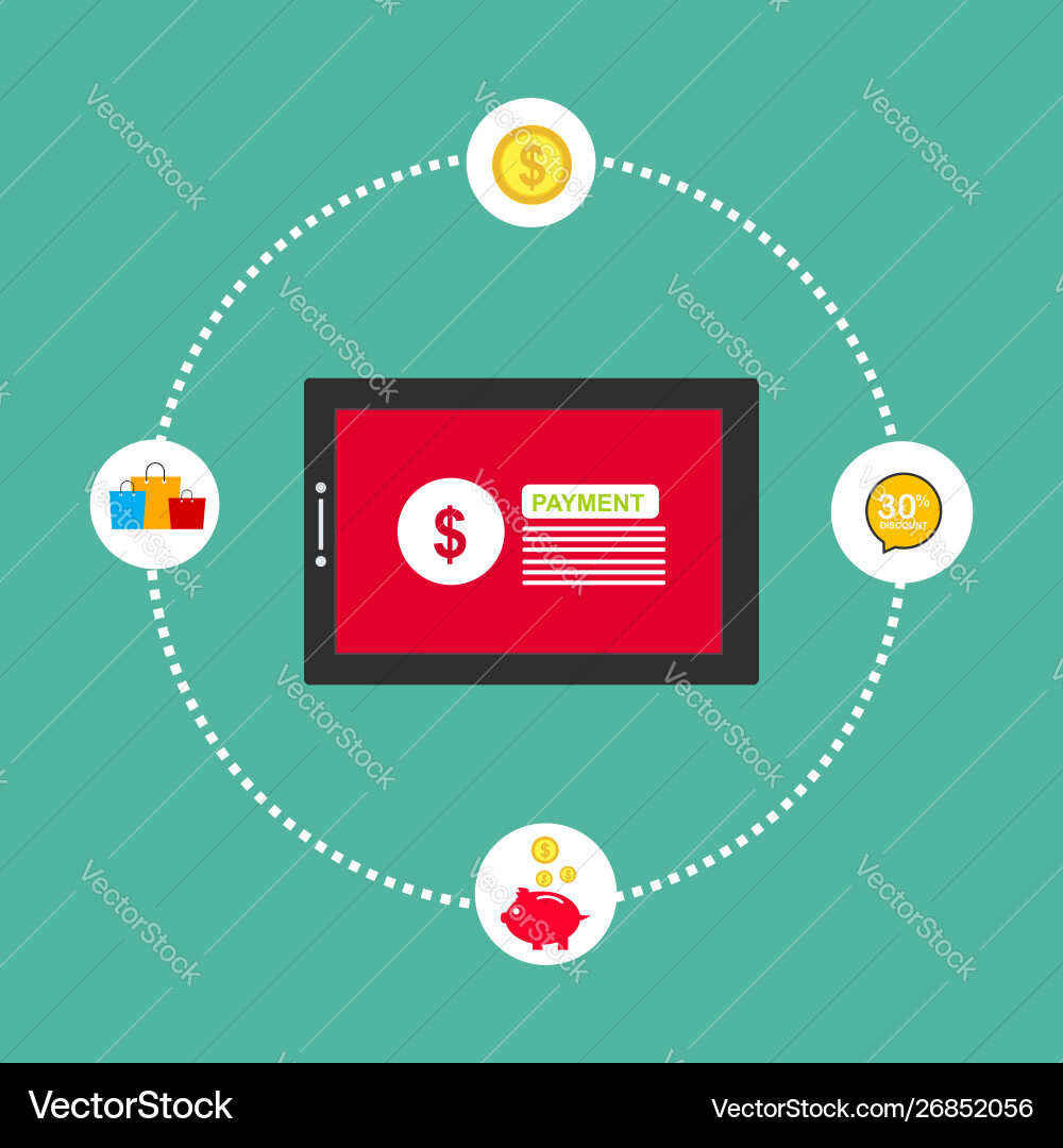 Concept online and mobile payments for web page Vector Image