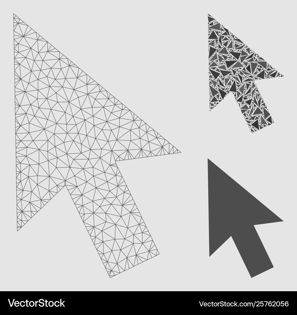 Cursor arrow mesh 2d model and triangle Vector Image