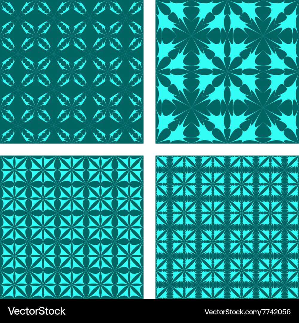 Cyan seamless pattern background set vector image