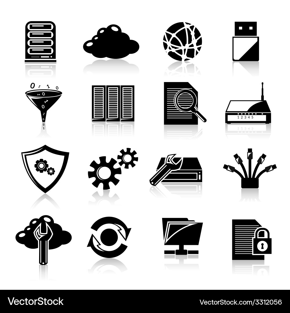 Database icons black vector image