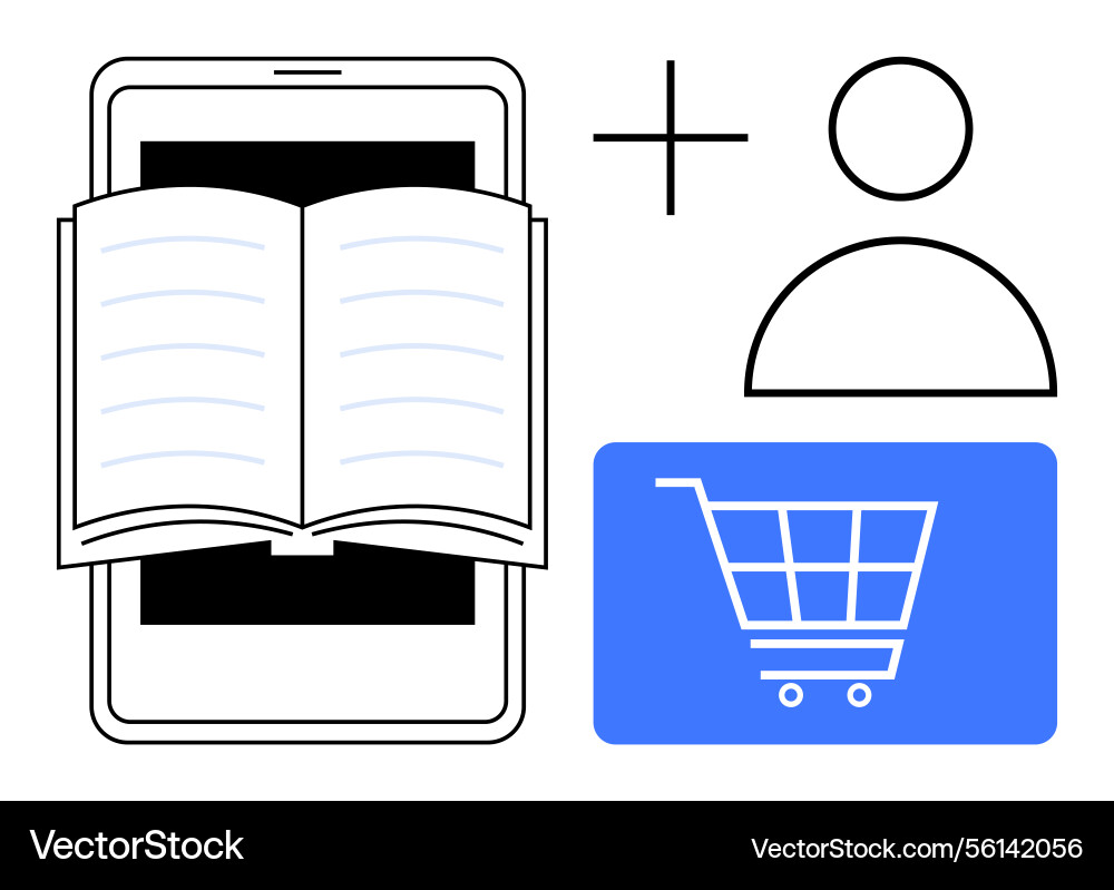 Digital reading on smartphone with user Digital reading on smartphone with user Vector Image