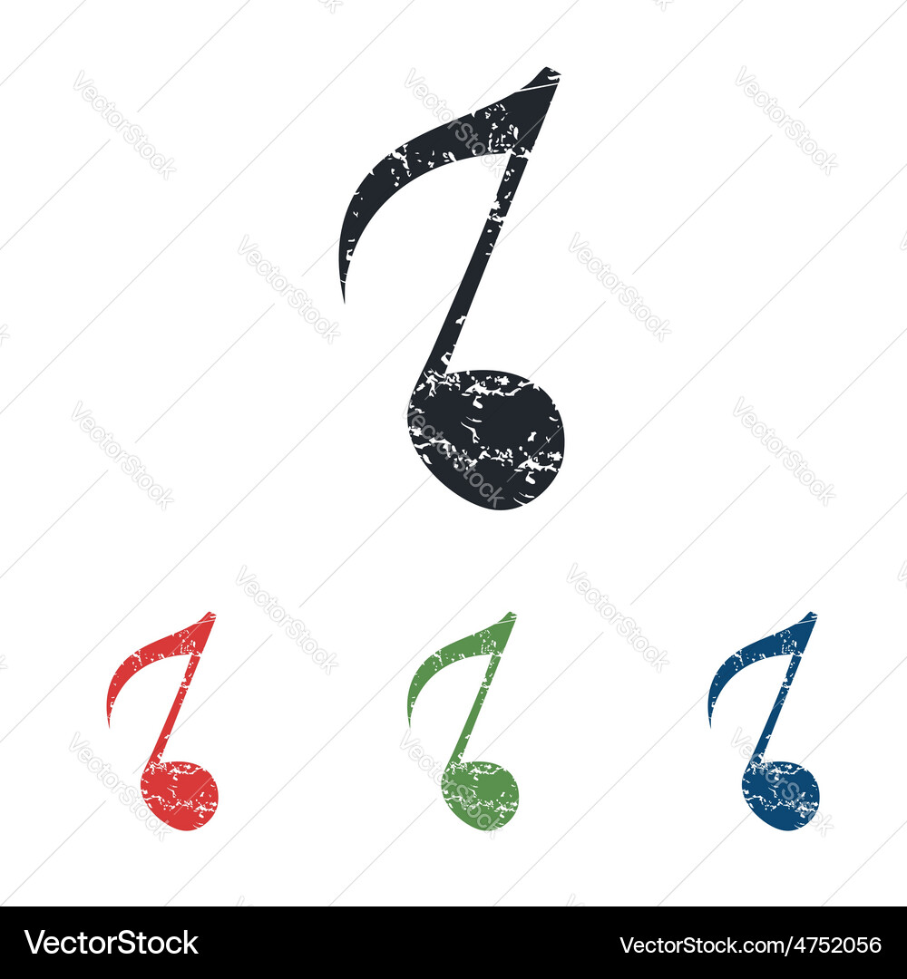 Eighth note grunge icon set Vector Image