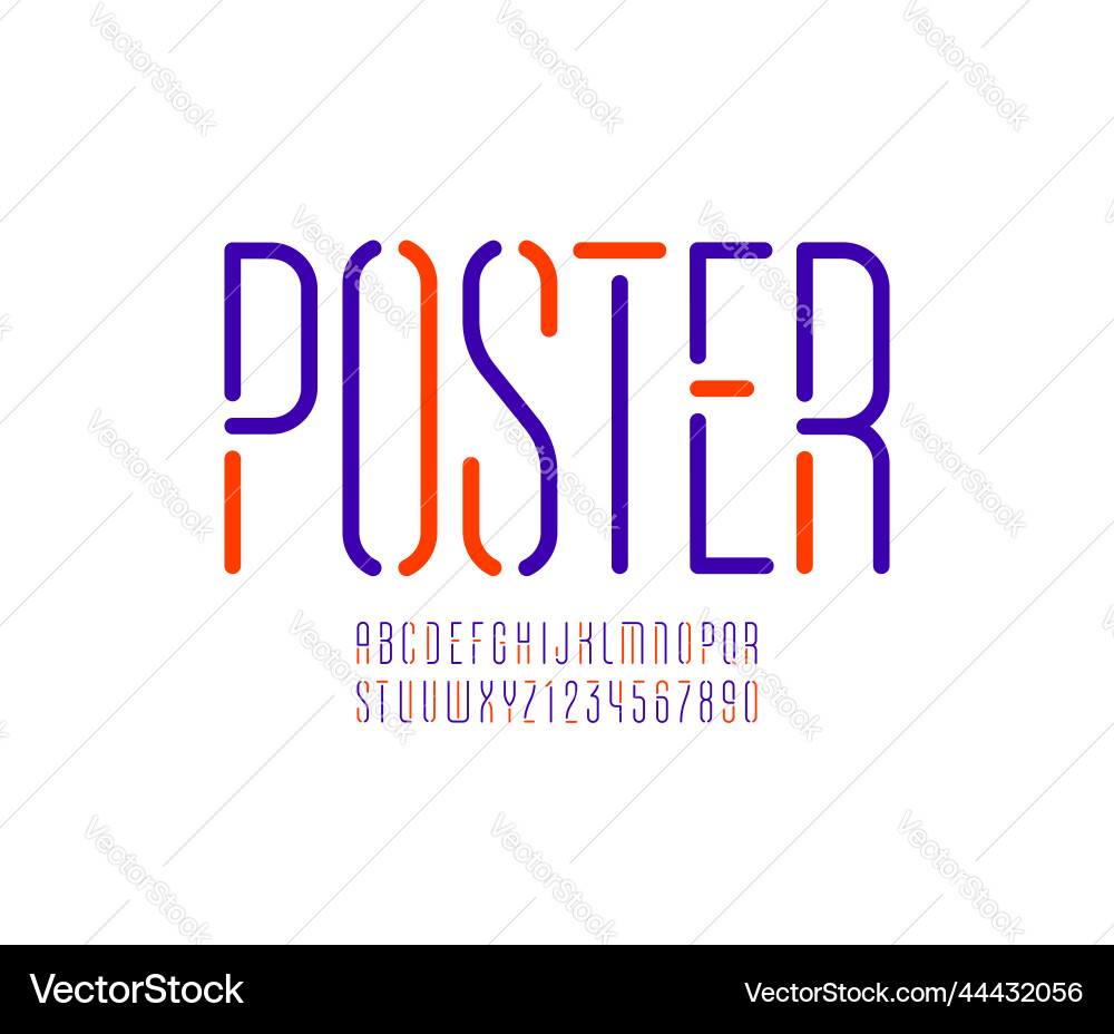 Font from thin line multi colored alphabet Font from thin line multi colored alphabet vector image