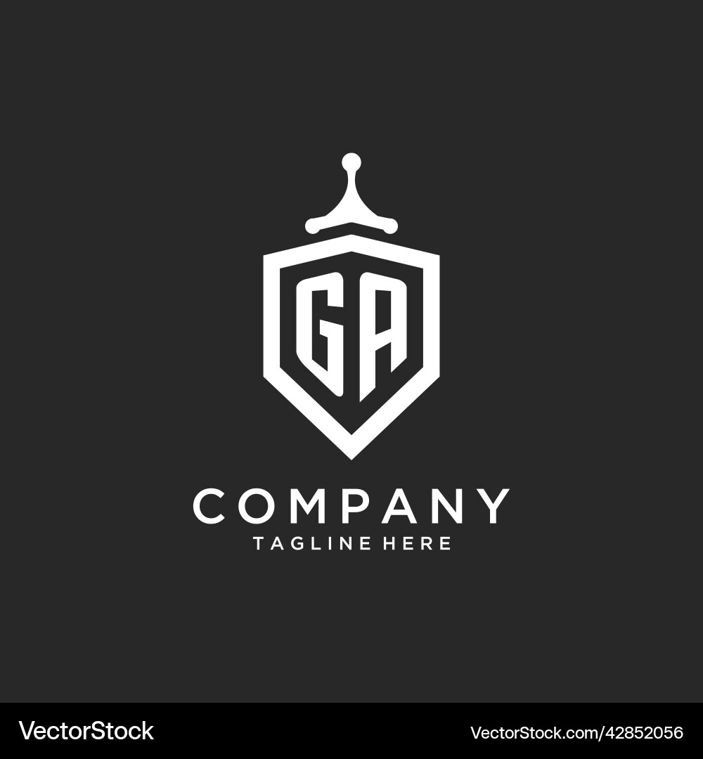 Ga monogram logo initial with shield guard shape Vector Image