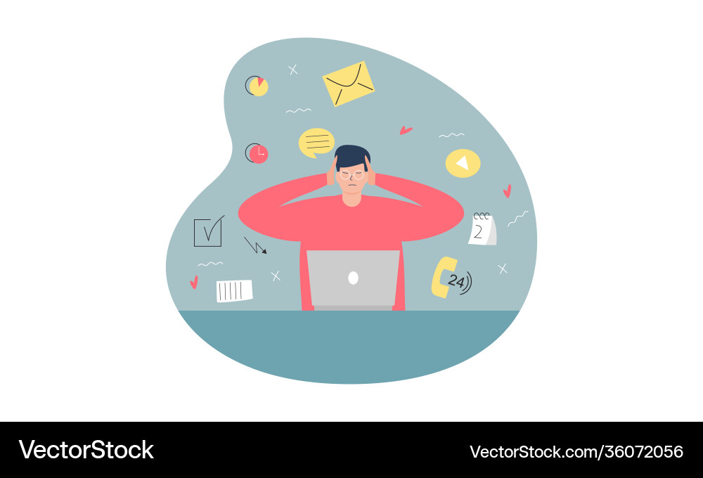 Information overload and multitasking problems vector image