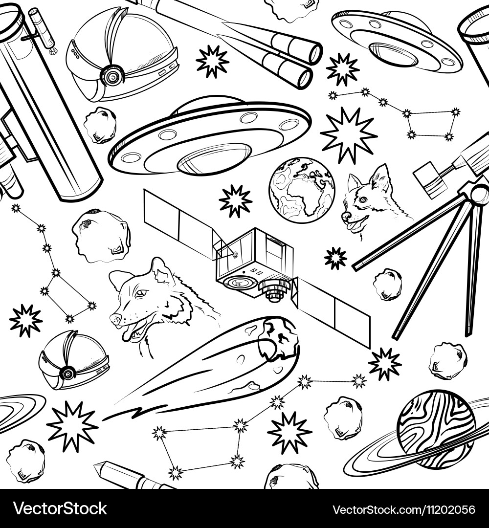 Pattern with space elements Vector Image
