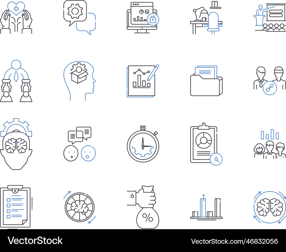 Peer-to-peer lending line icons collection Vector Image