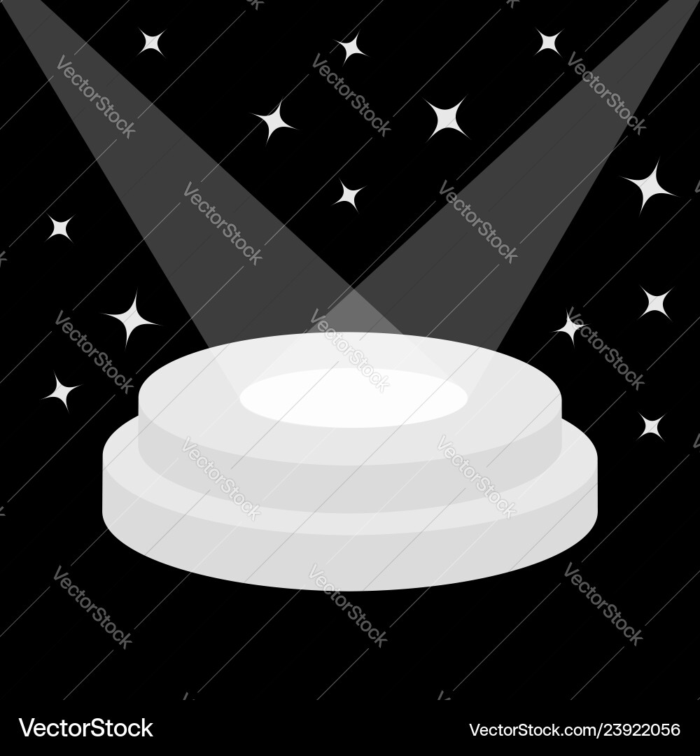 Round stage podium illuminated by spotlights Round stage podium illuminated by spotlights vector image