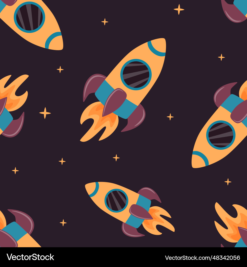 Seamless pattern with a space rocket Seamless pattern with a space rocket vector image