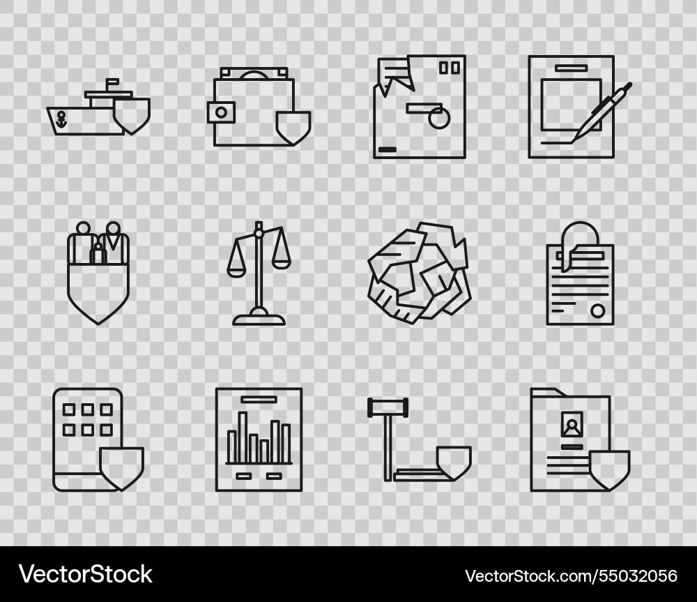 Set line smartphone insurance document Set line smartphone insurance document vector image