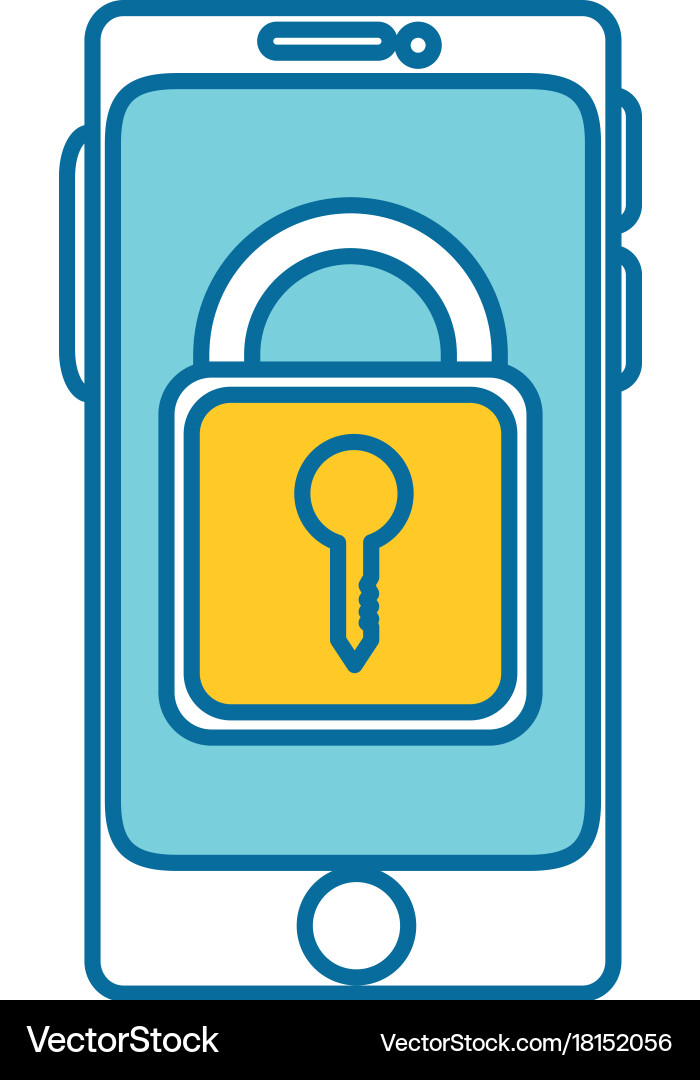 Smartphone device with padlock Vector Image