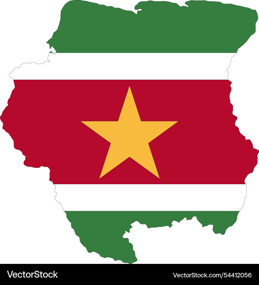 Suriname flag in map Suriname flag in map vector image