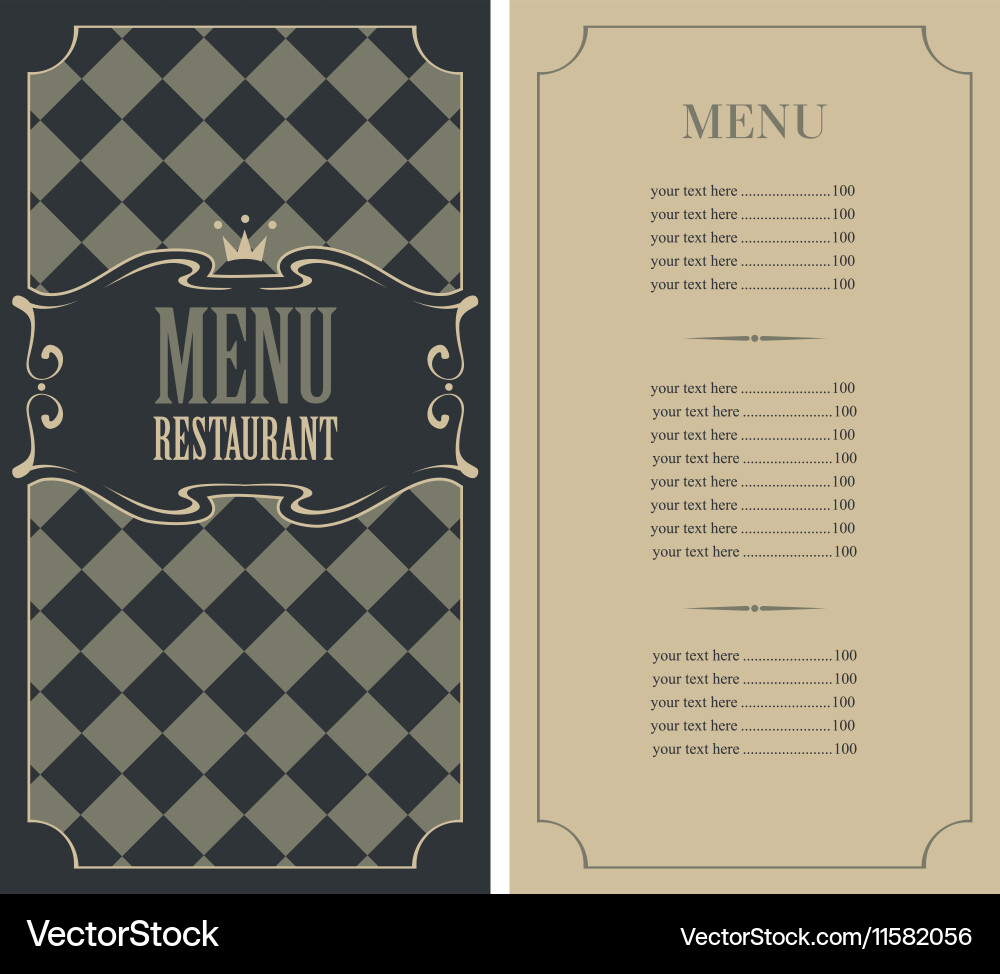 Template menu with price vector image