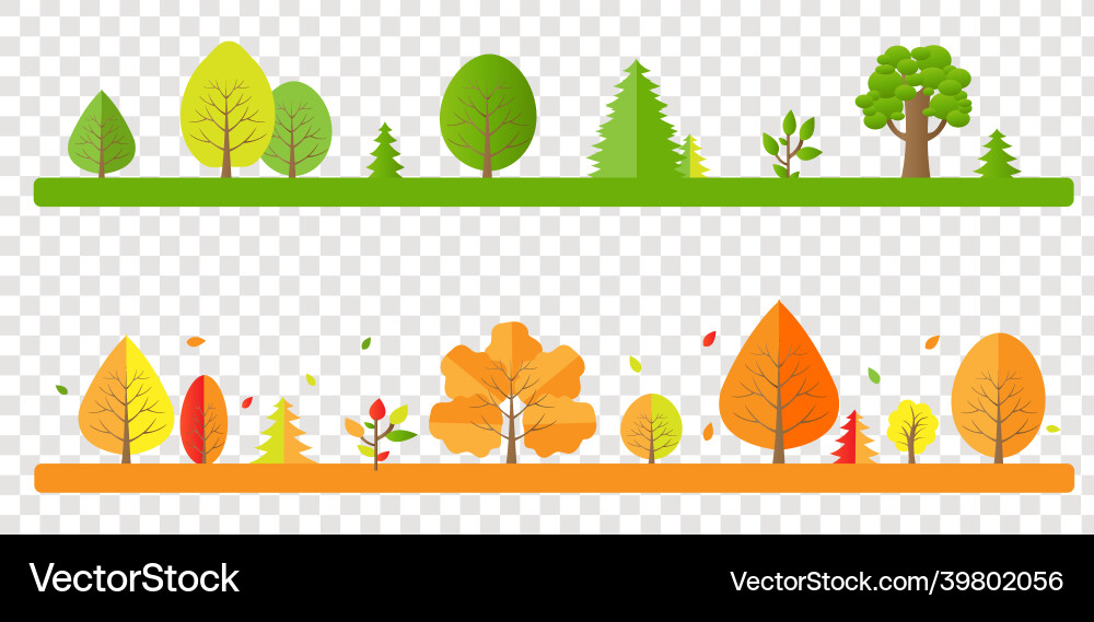 Tree borders set with isolated transparent Tree borders set with isolated transparent vector image