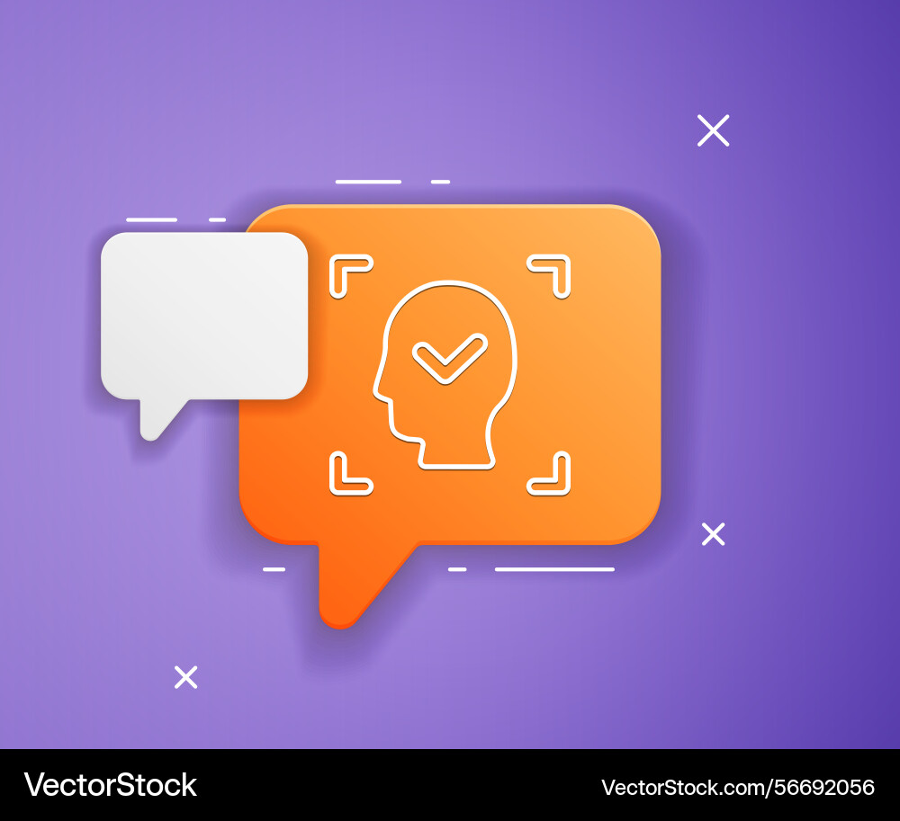 White face recognition with check mark icon Vector Image