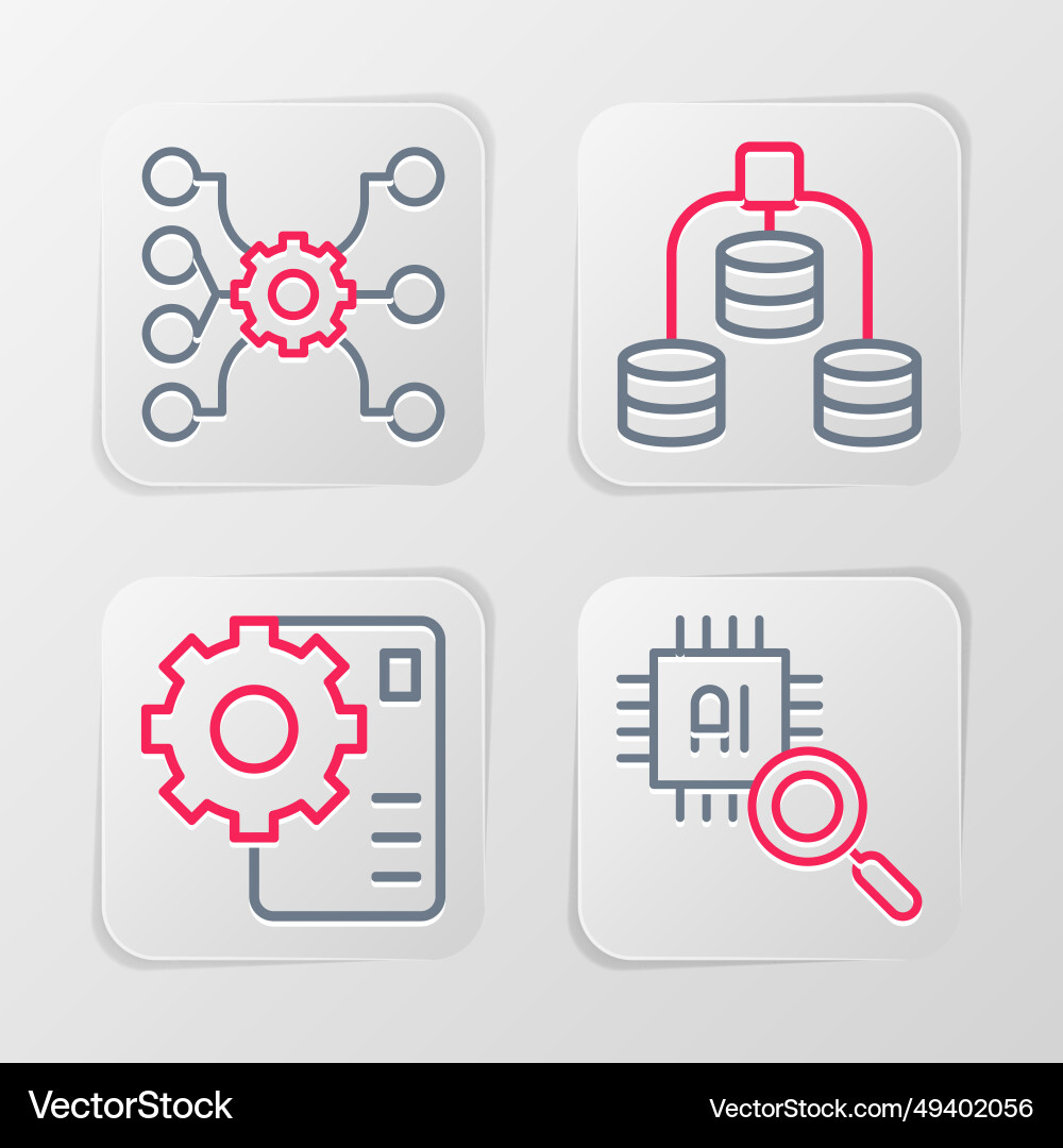 Zeilenprozessor cpu neural network server data Vektorbild