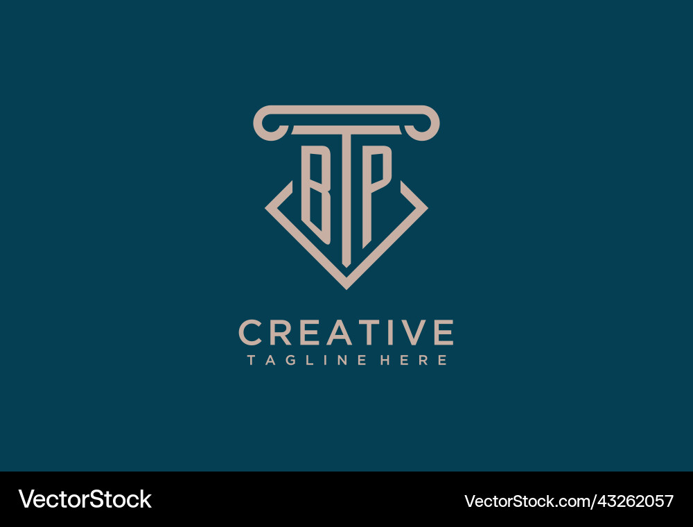 Bp initial with pillar icon design clean vector image
