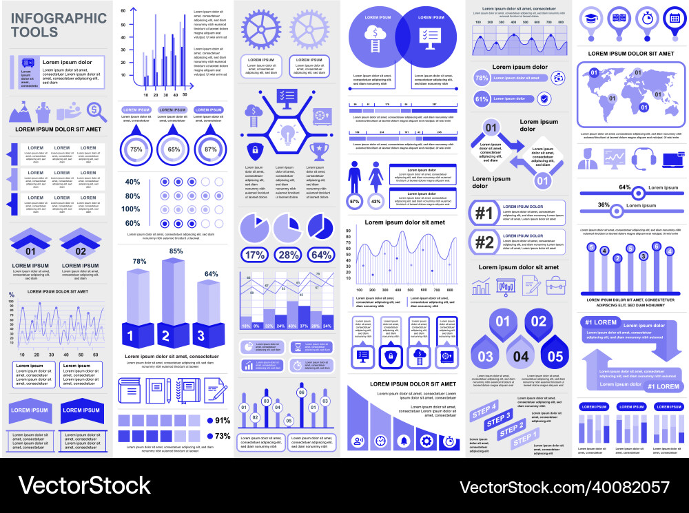 Bundle infographic elements data visualization Bundle infographic elements data visualization vector image