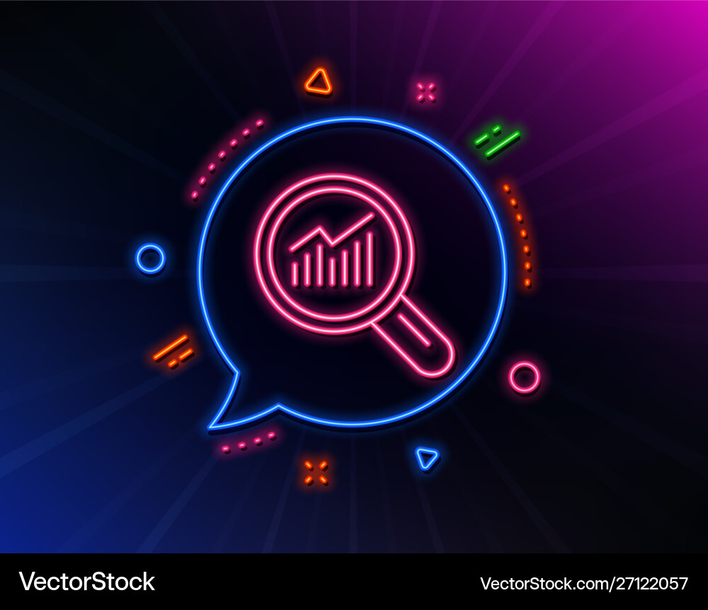 Chart line icon report graph sign in magnifier Chart line icon report graph sign in magnifier vector image