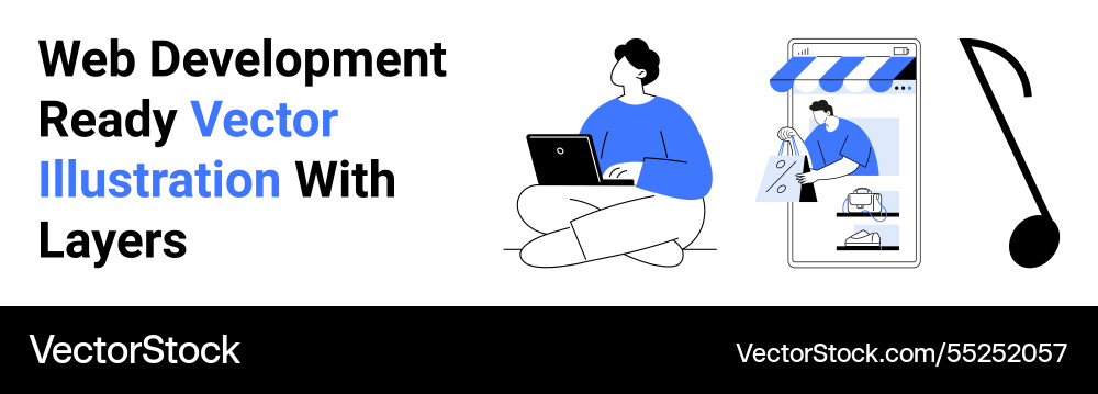 Developer working with laptop customizing online vector image