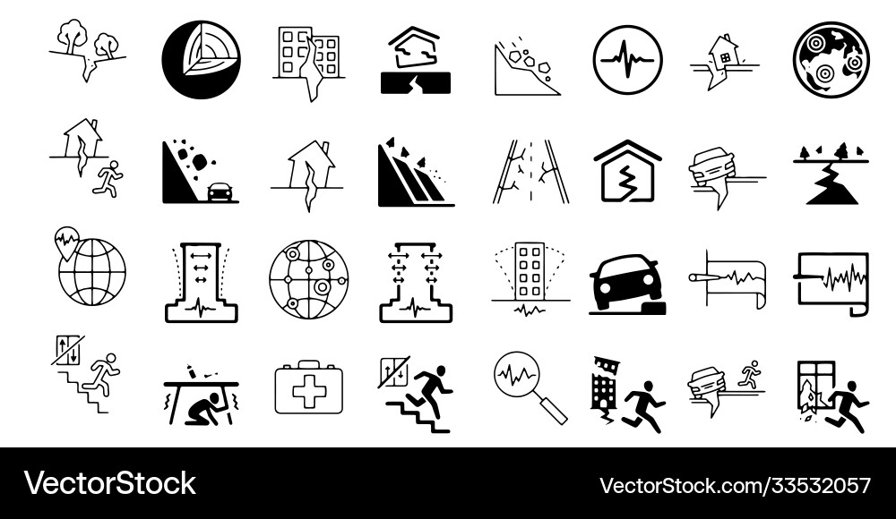 Earthquake icon set style stock Earthquake icon set style stock vector image