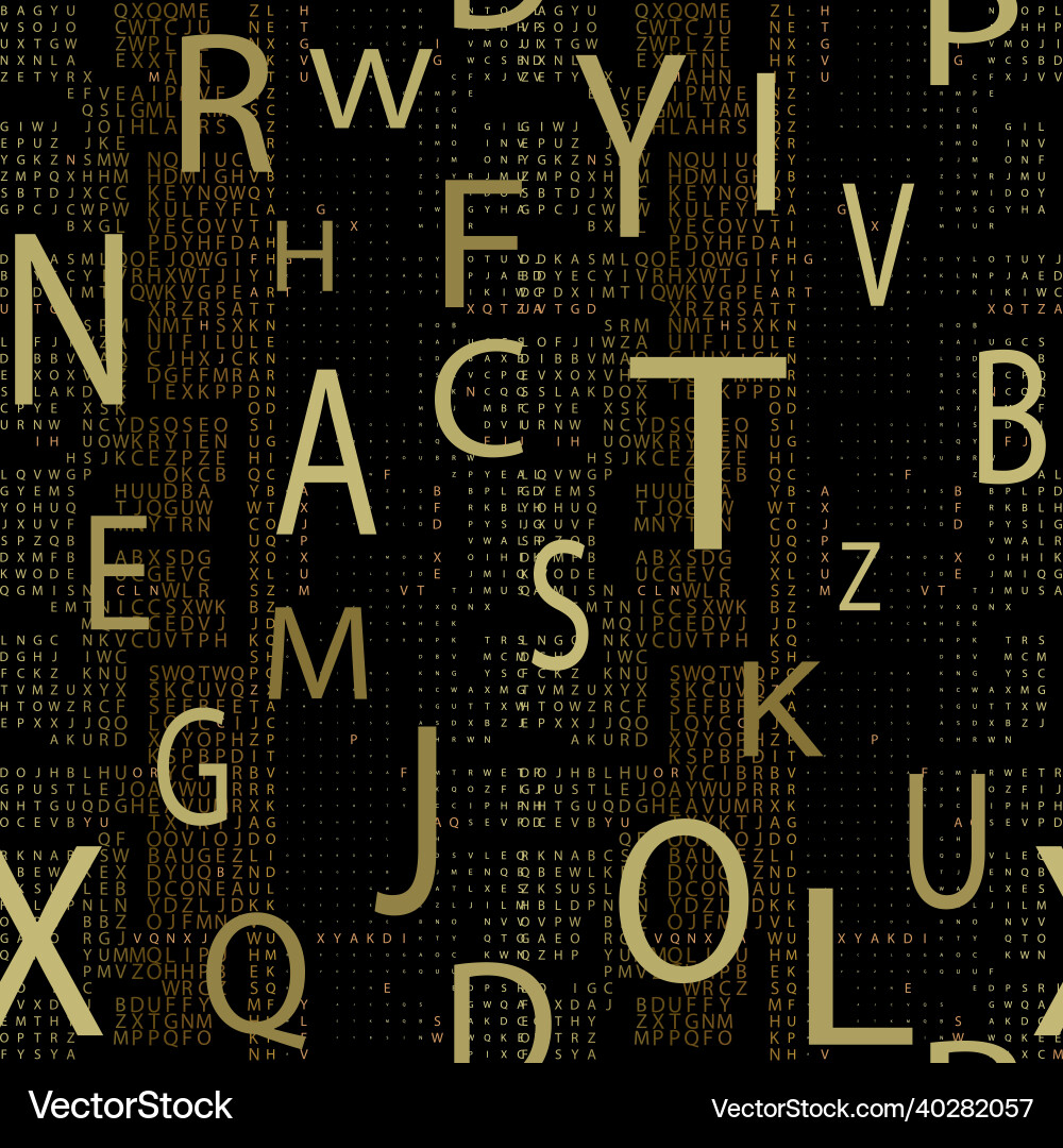 Gold alphabet seamless pattern matrix style Gold alphabet seamless pattern matrix style vector image