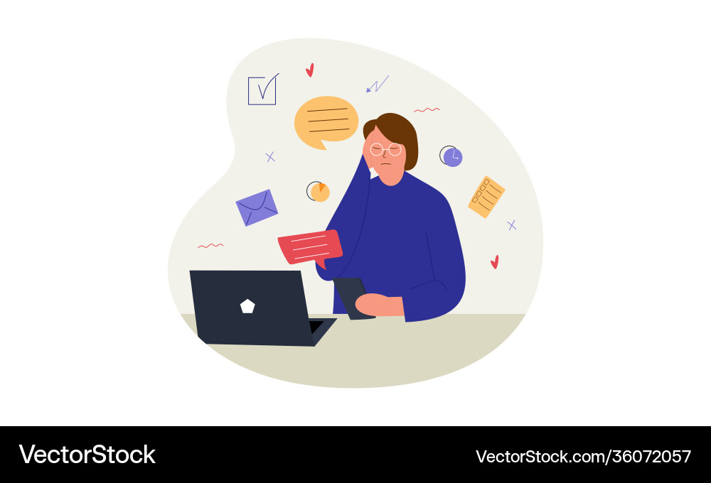 Information overload and multitasking problems vector image