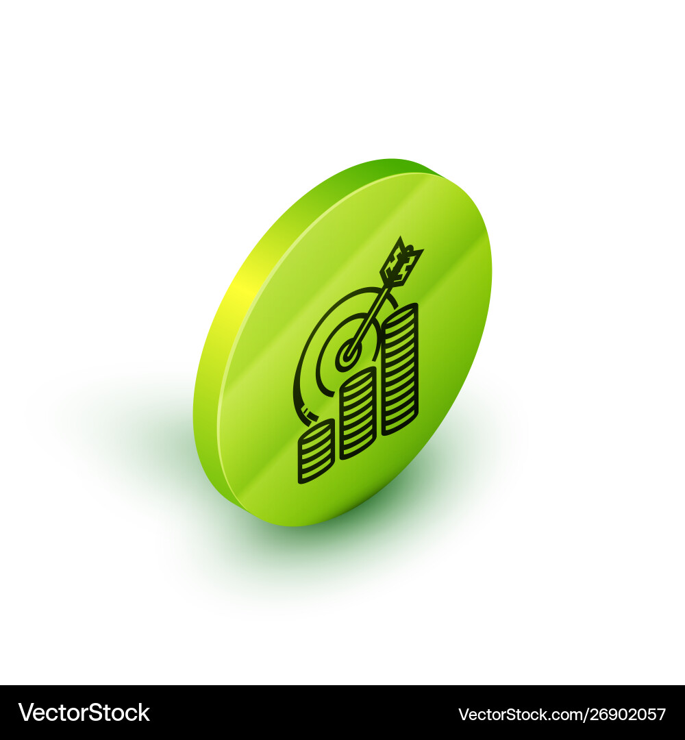 Isometric line target with coin symbol icon Vector Image