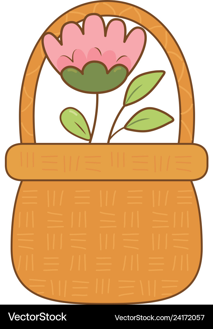 Körbchenstroh mit Rosenblüte und Blättern Körbchenstroh mit Rosenblüte und Blättern vektorbild
