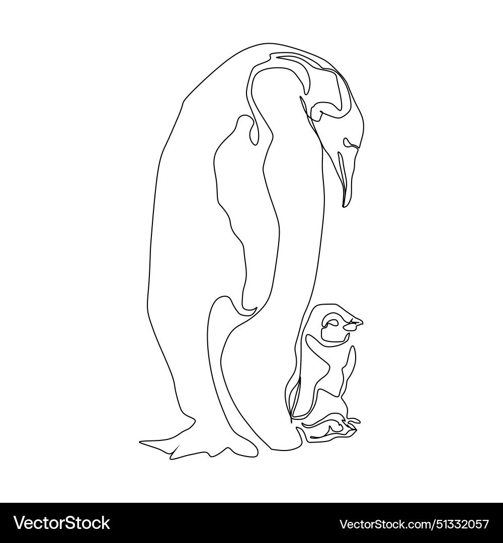 Penguin line art one continuous Penguin line art one continuous Vector Image