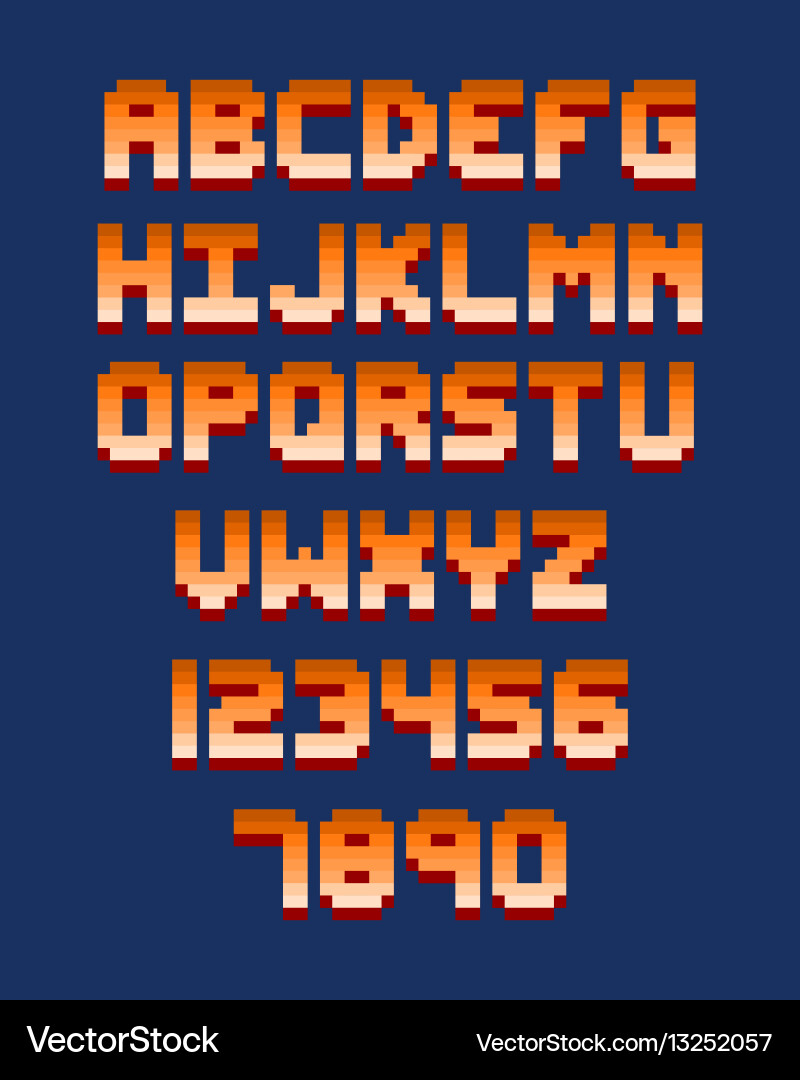 Pixel retro font computer game design vector image