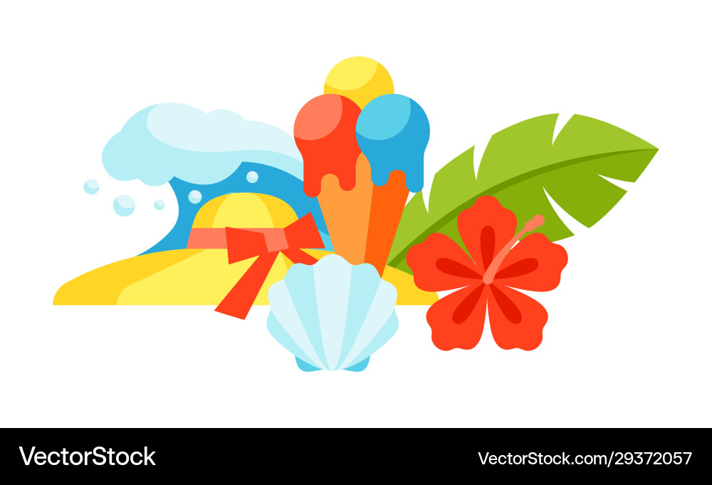 Print with summer and beach objects Print with summer and beach objects vector image