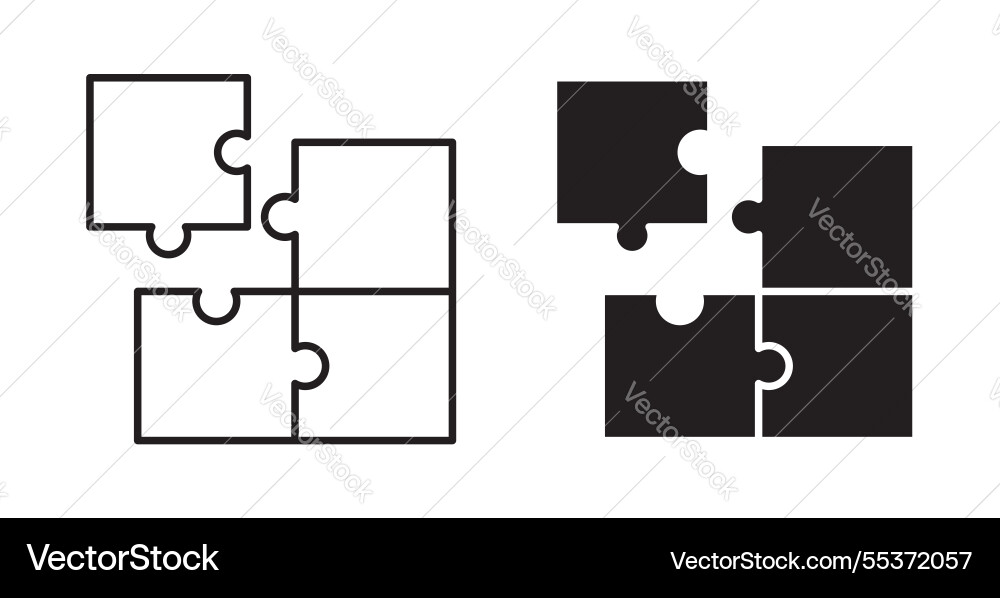 Puzzle icon set in thin line for web Puzzle icon set in thin line for web vector image