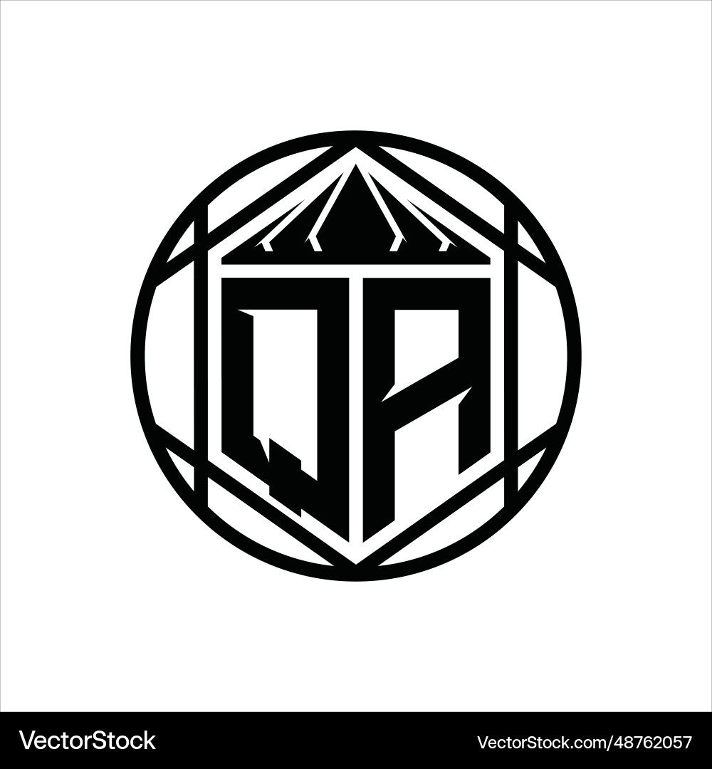 Qa letter logo monogram hexagon slice crown sharp Vector Image